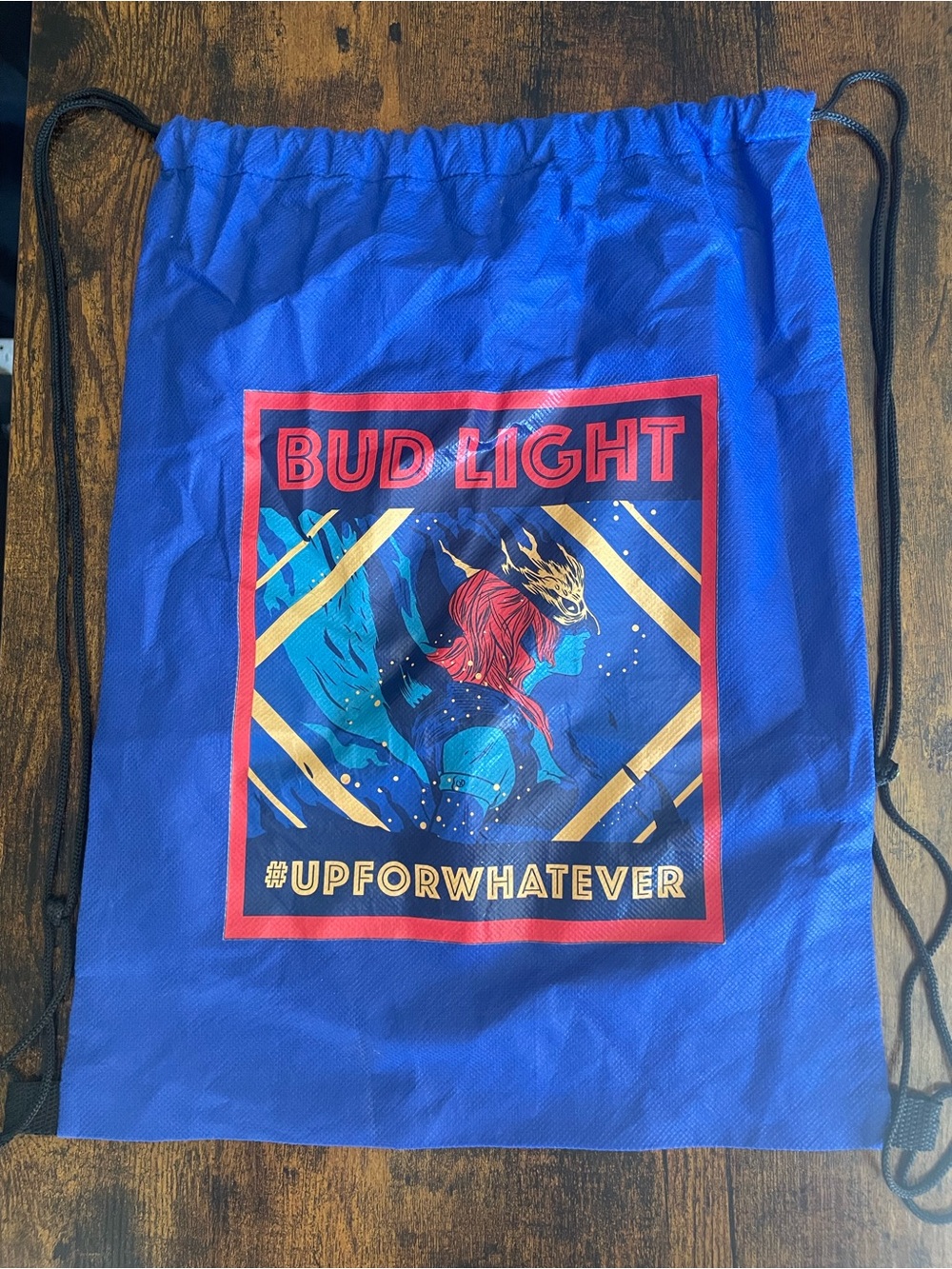 🔵 Bud Light #UpForWhatever Drawstring Backpack • Rare Promo 🔵